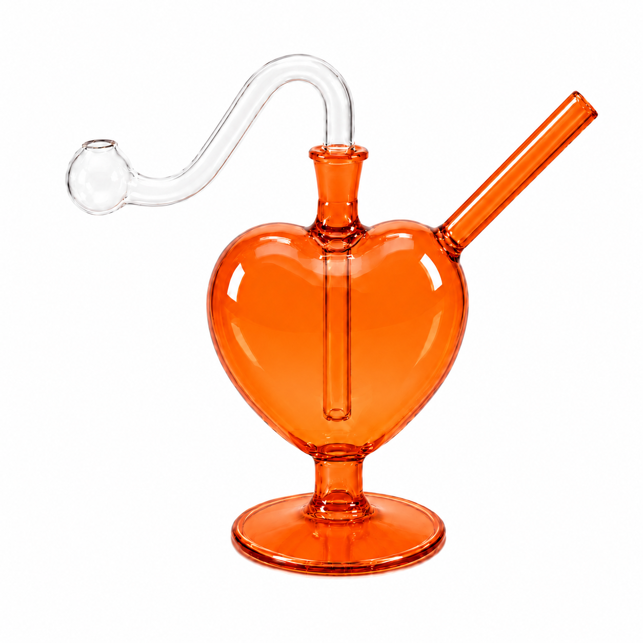 Love Heart Glass Water Pipe 12cm Orange