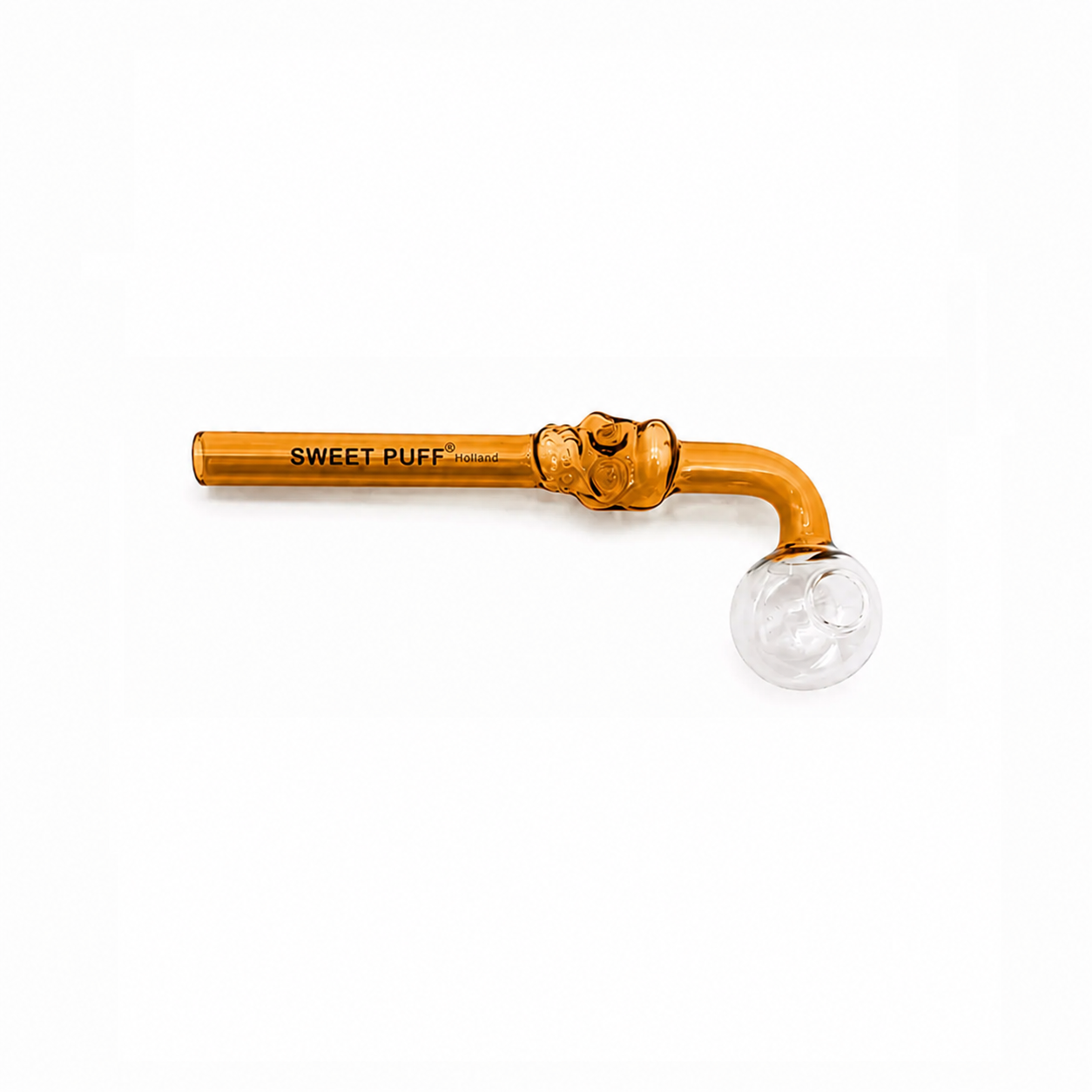 Full Colour Skull Sweet Puff Glass Pipe 14cm Amber