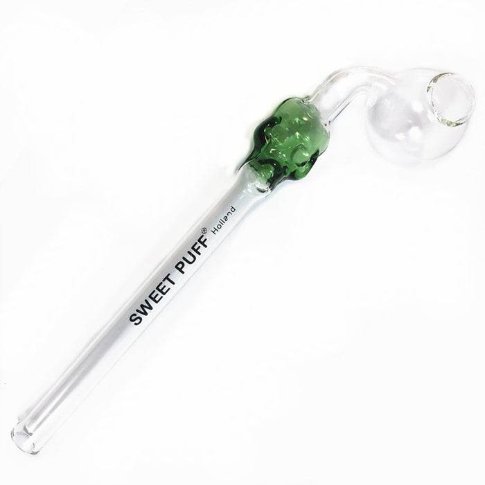 Skull Sweet Puff Glass Pipe 13cm Green