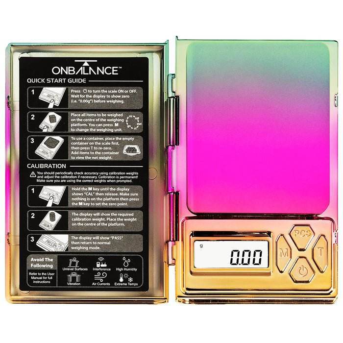 On Balance Shine Chrome Rainbow Digital Scales 0.01-100g
