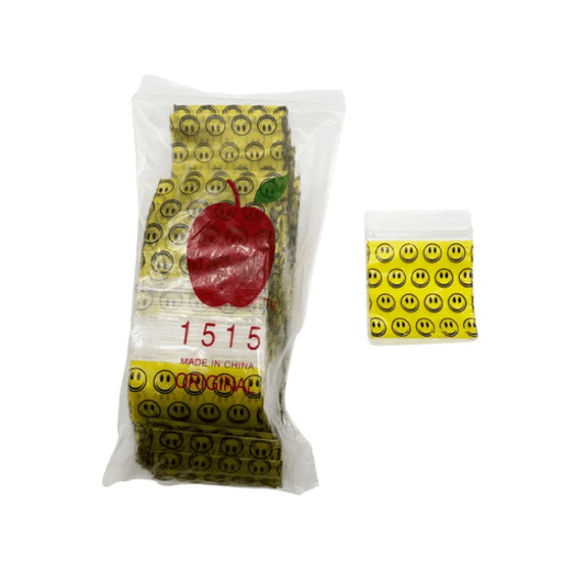 1515 Yellow Smiley Apple Bags 100 Pack 38x38mm