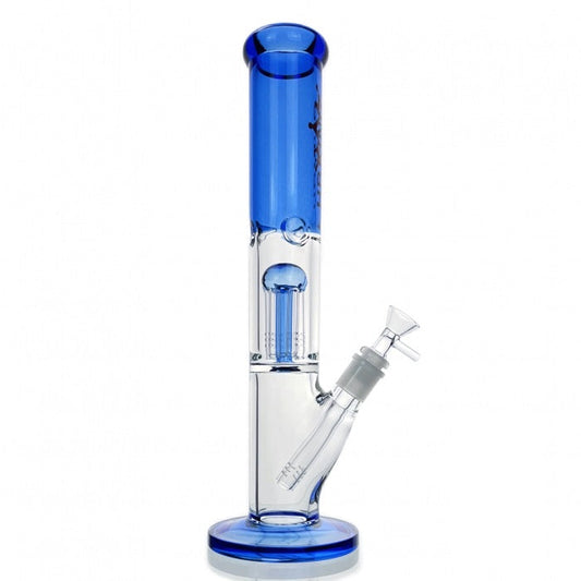 HBKing Six Arm Percolator Straight Tube Glass Bong 36cm Blue