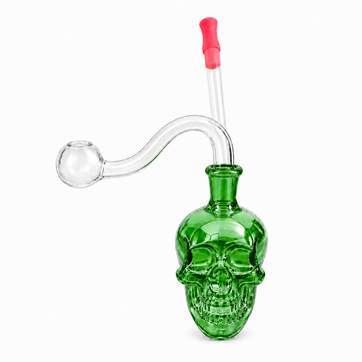 Mini Coloured Skull Glass Water Pipe 8cm Green