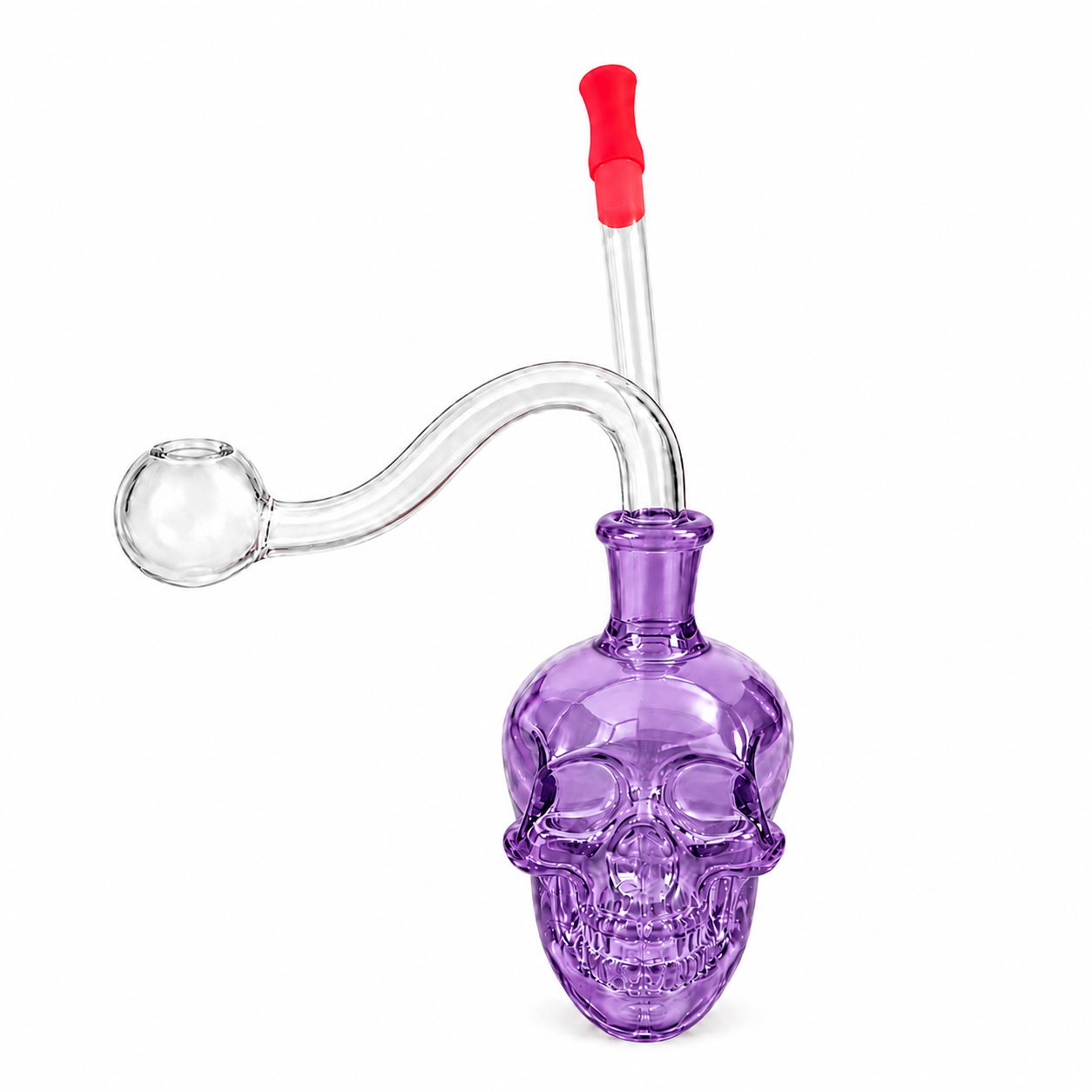 Mini Coloured Skull Glass Water Pipe 8cm Purple