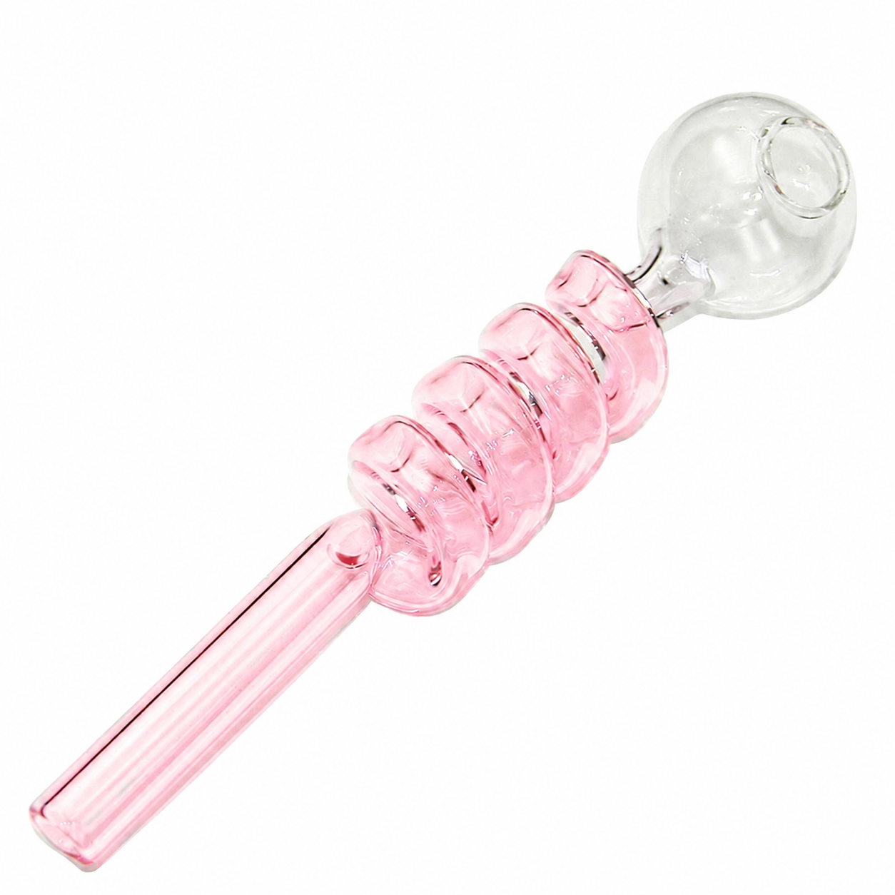Curly Swirl Sweet Puff Glass Pipe 13cm Pink