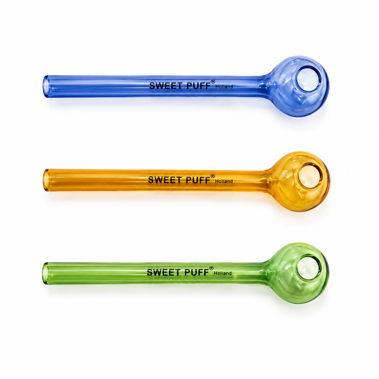 Solid Colour Straight Sweet Puff Glass Pipe 14cm