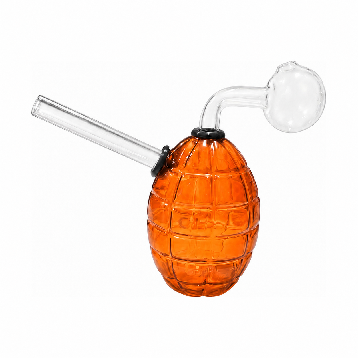 Full Colour Grenade Glass Bubbler Water Pipe 10cm Orange