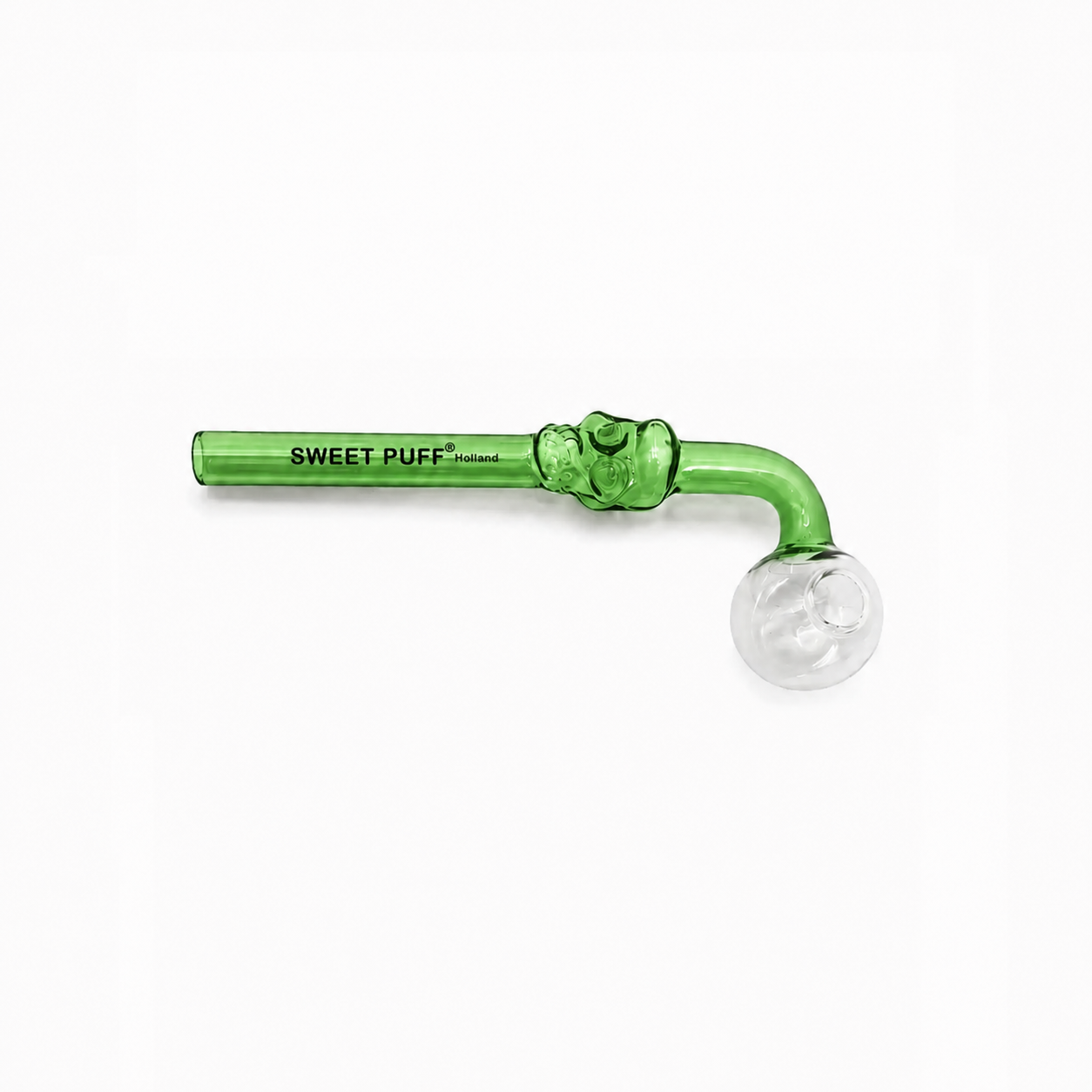 Full Colour Skull Sweet Puff Glass Pipe 14cm Green