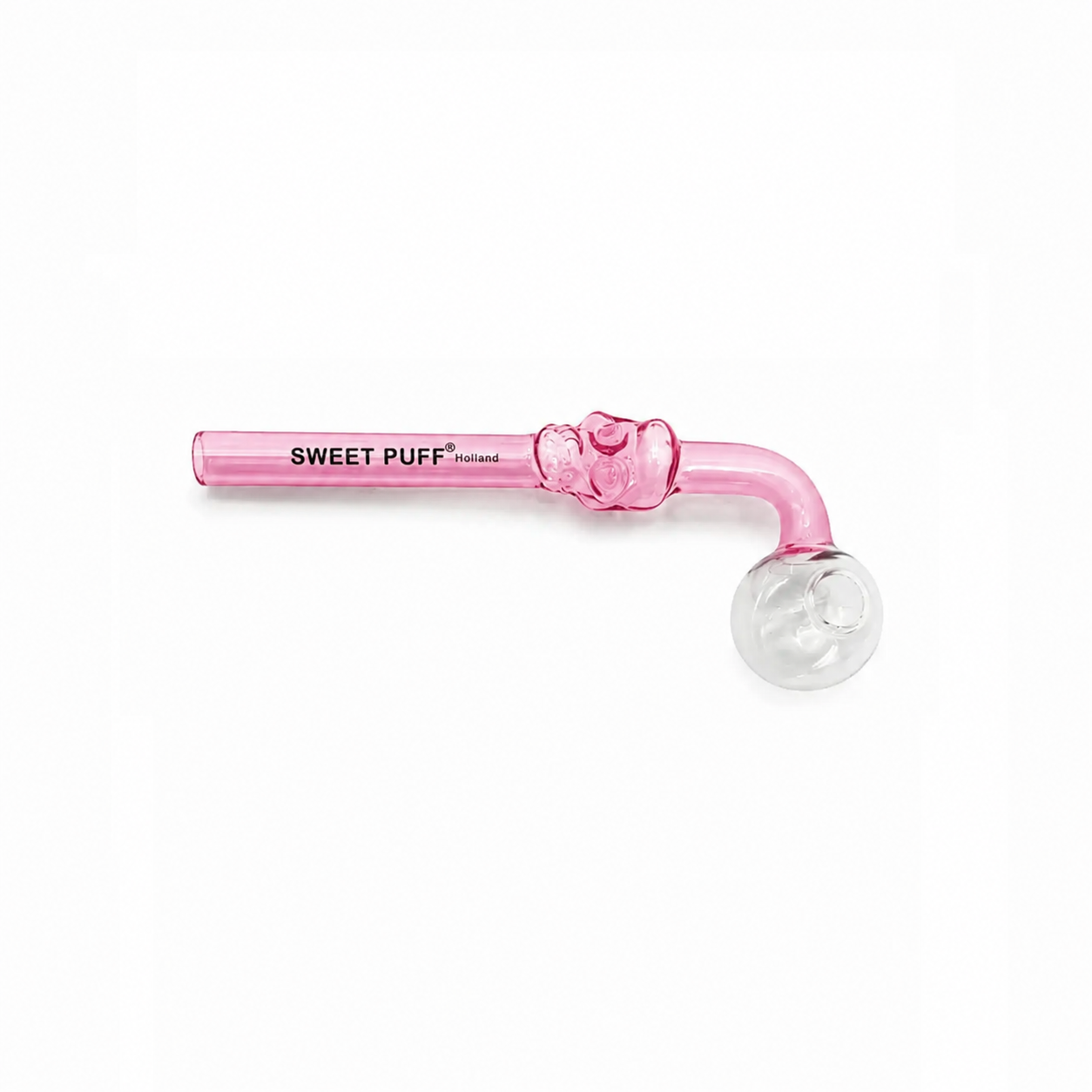 Full Colour Skull Sweet Puff Glass Pipe 14cm Pink