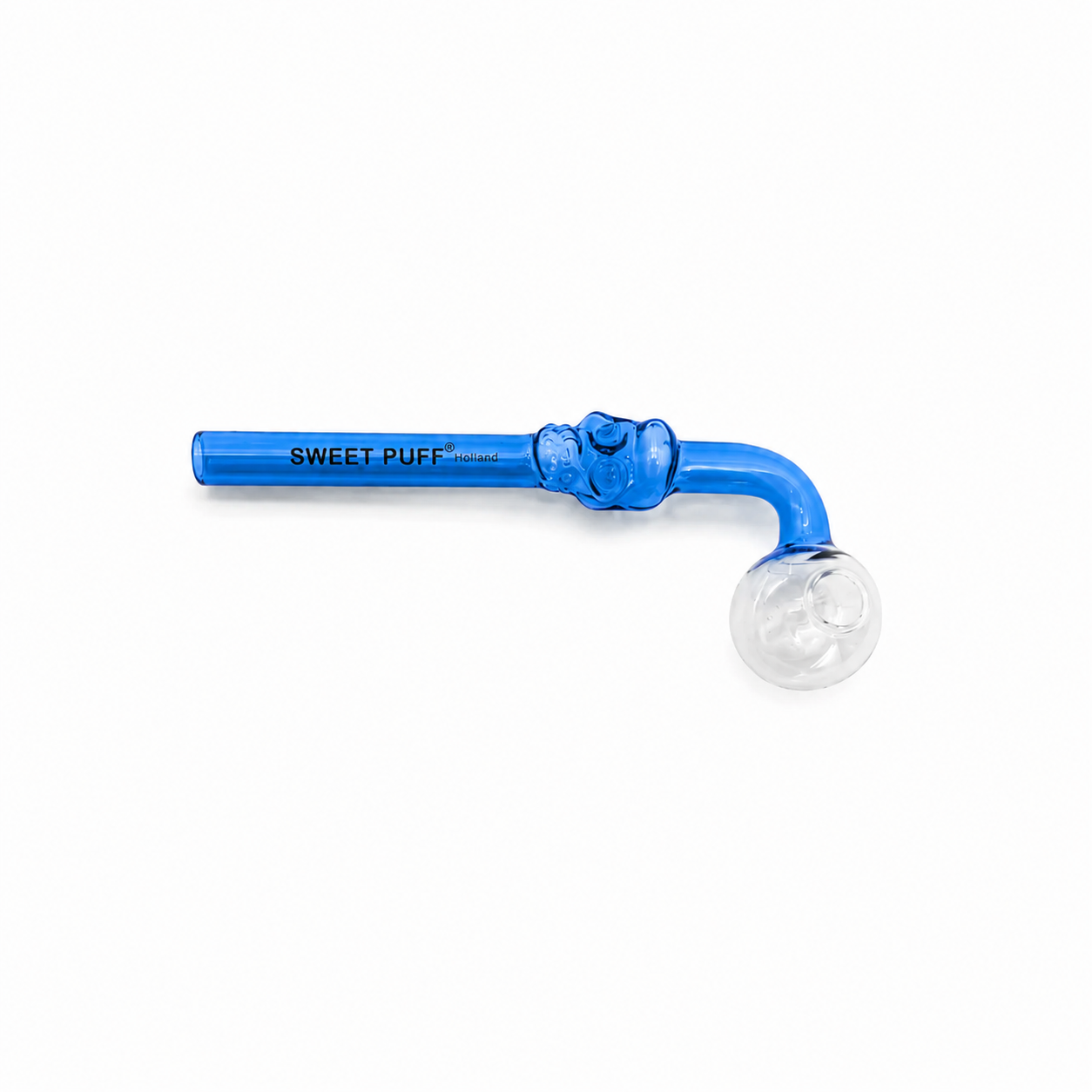 Full Colour Skull Sweet Puff Glass Pipe 14cm Blue