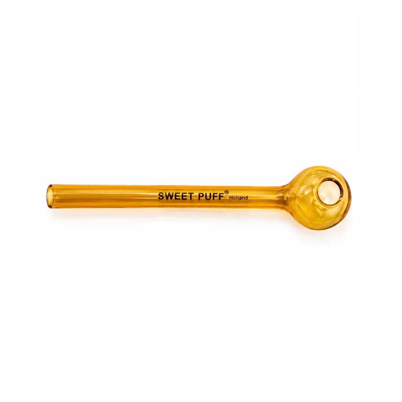 Full Colour Straight Sweet Puff Glass Pipe 14cm Amber