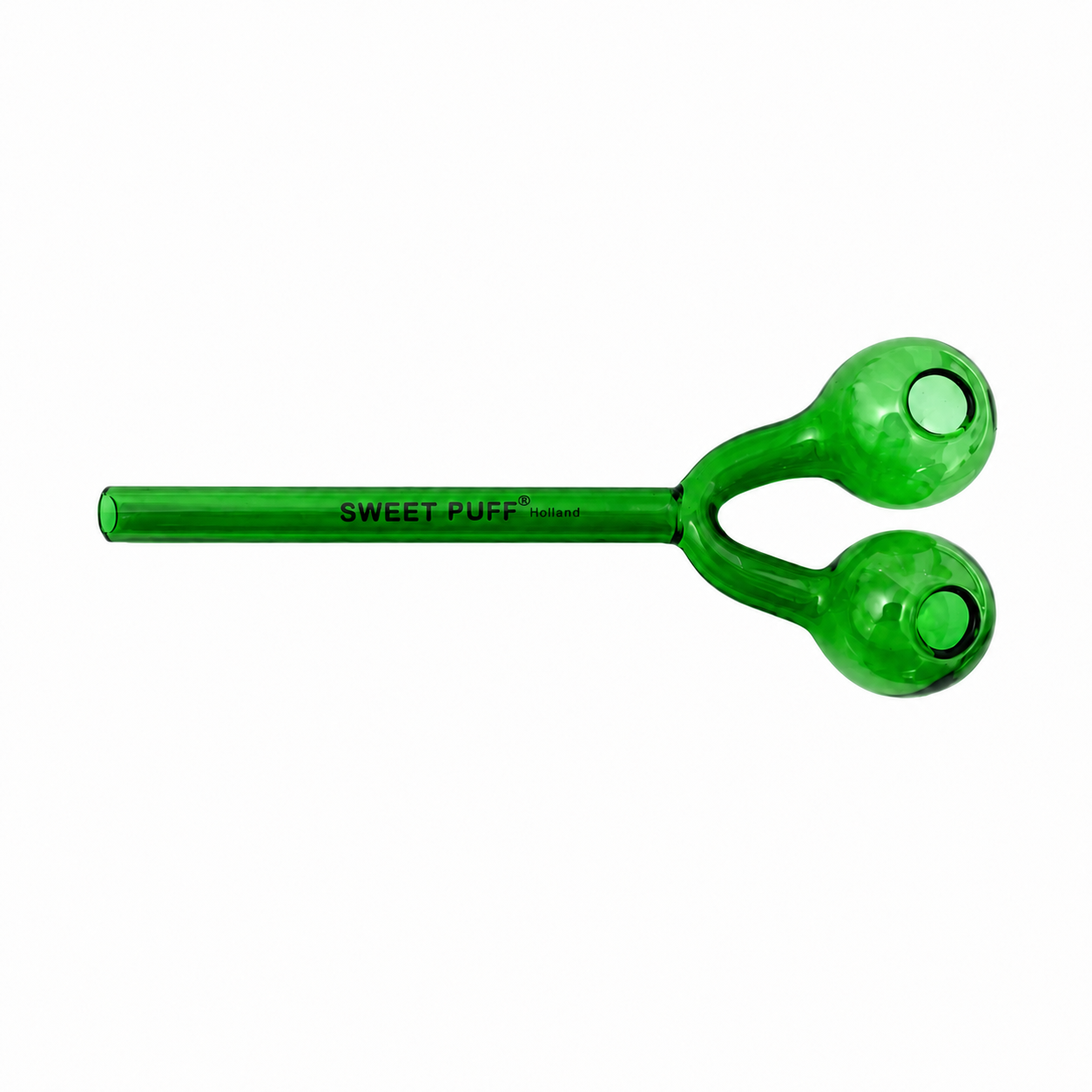 Full Colour Twin Bowl Sweet Puff Glass Pipe 15cm Green