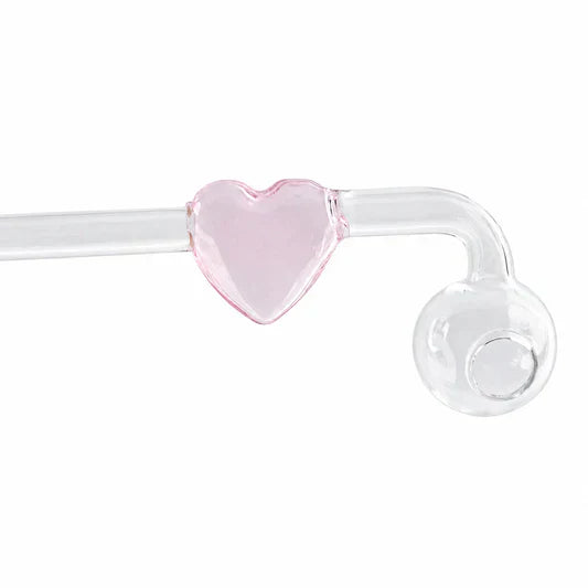 Love Heart Sweet Puff Glass Pipe 14cm Pink