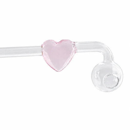 Love Heart Sweet Puff Glass Pipe 14cm Pink
