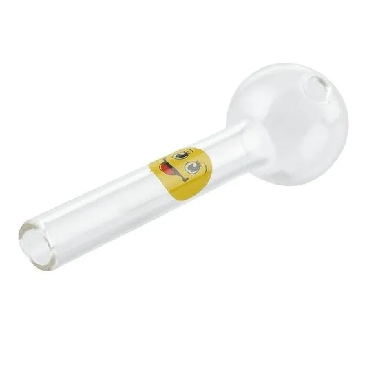 Smiley Face Clear Glass Pipe 12cm