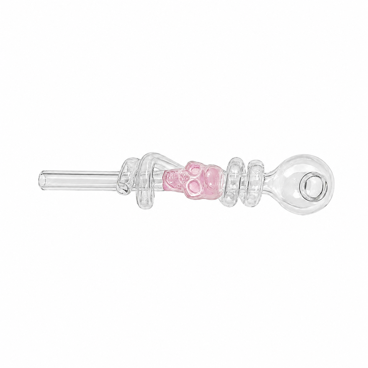 Swirl Skull Sweet Puff Glass Pipe 14cm Pink