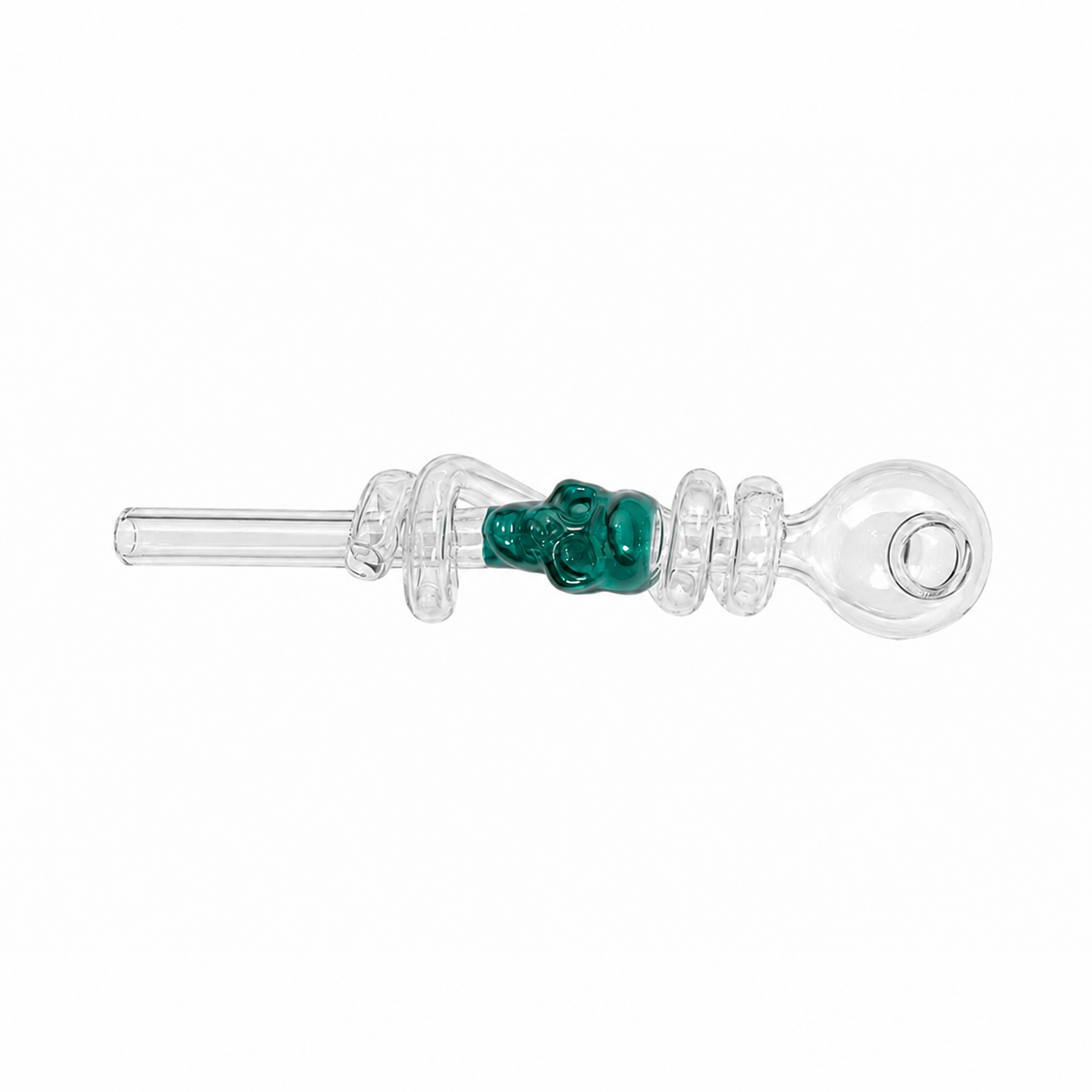 Swirl Skull Sweet Puff Glass Pipe 14cm Teal