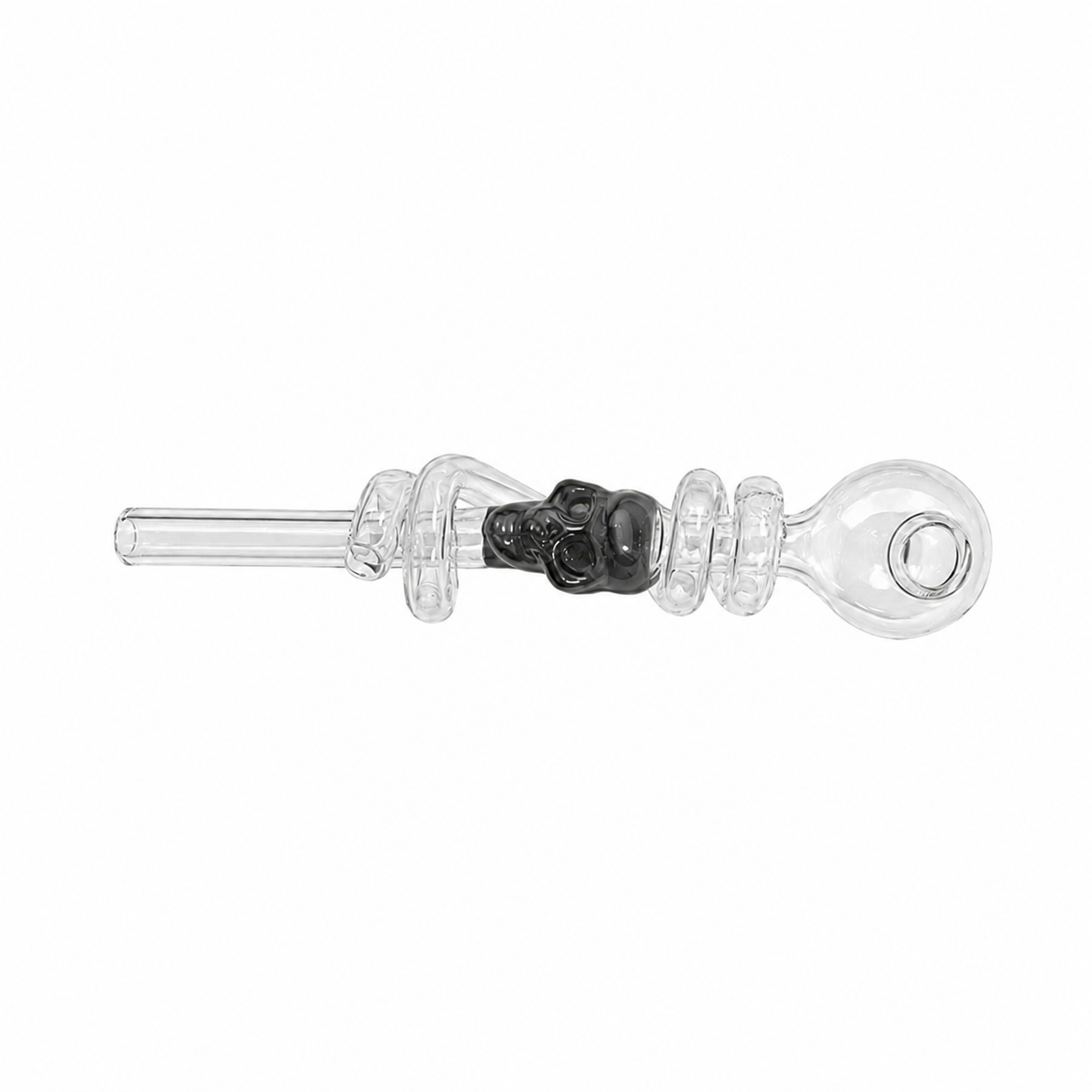 Swirl Skull Sweet Puff Glass Pipe 14cm Grey
