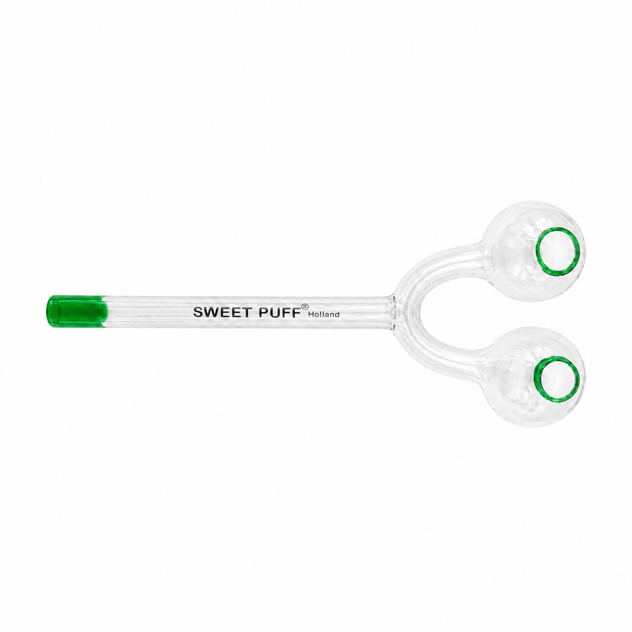 Twin Bowl Sweet Puff Glass Pipe 15cm Green