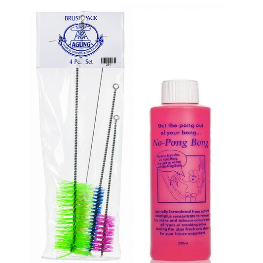Agung 4pc Brush Kit + No Pong Bong & Pipe Cleaner Bundle