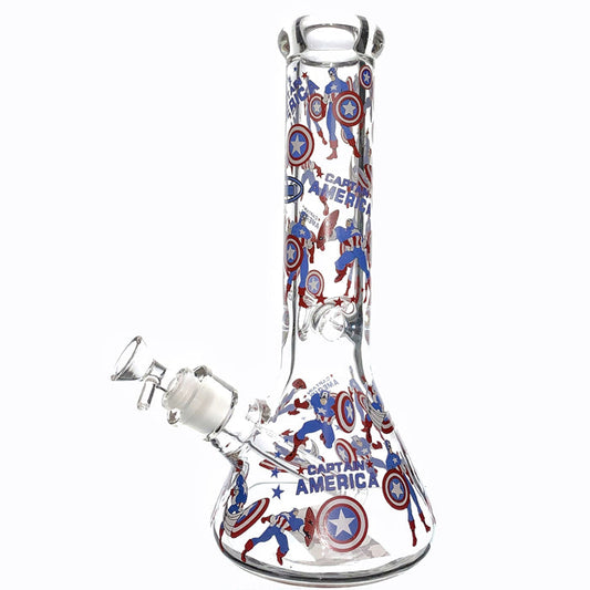 Stone Age 9mm Extra Thick Captain America Beaker Glass Bong 30cm