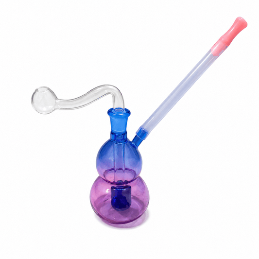 Blue & Purple Glass Water Pipe 9.5cm - Oz Sweet Puff