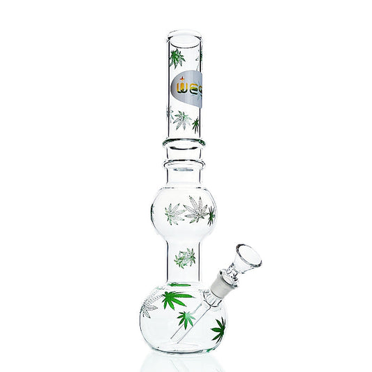 WEGE Weed Leaf Double Bubble Glass Bong 27cm