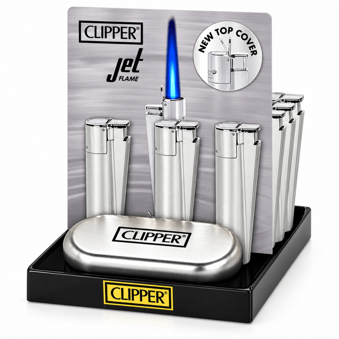Clipper Metal Jet Lighter With Case Silver