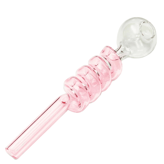Curly Swirl Sweet Puff Glass Pipe 13cm Pink