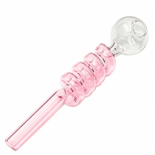 Curly Swirl Sweet Puff Glass Pipe 13cm Pink