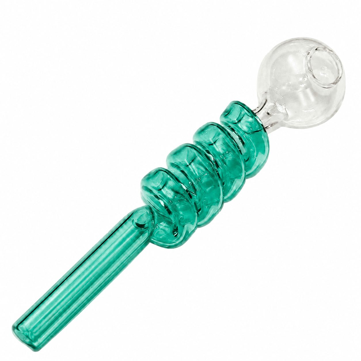 Curly Swirl Sweet Puff Glass Pipe 13cm Teal