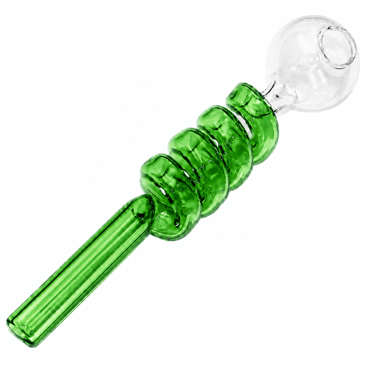 Curly Swirl Sweet Puff Glass Pipe 13cm Green