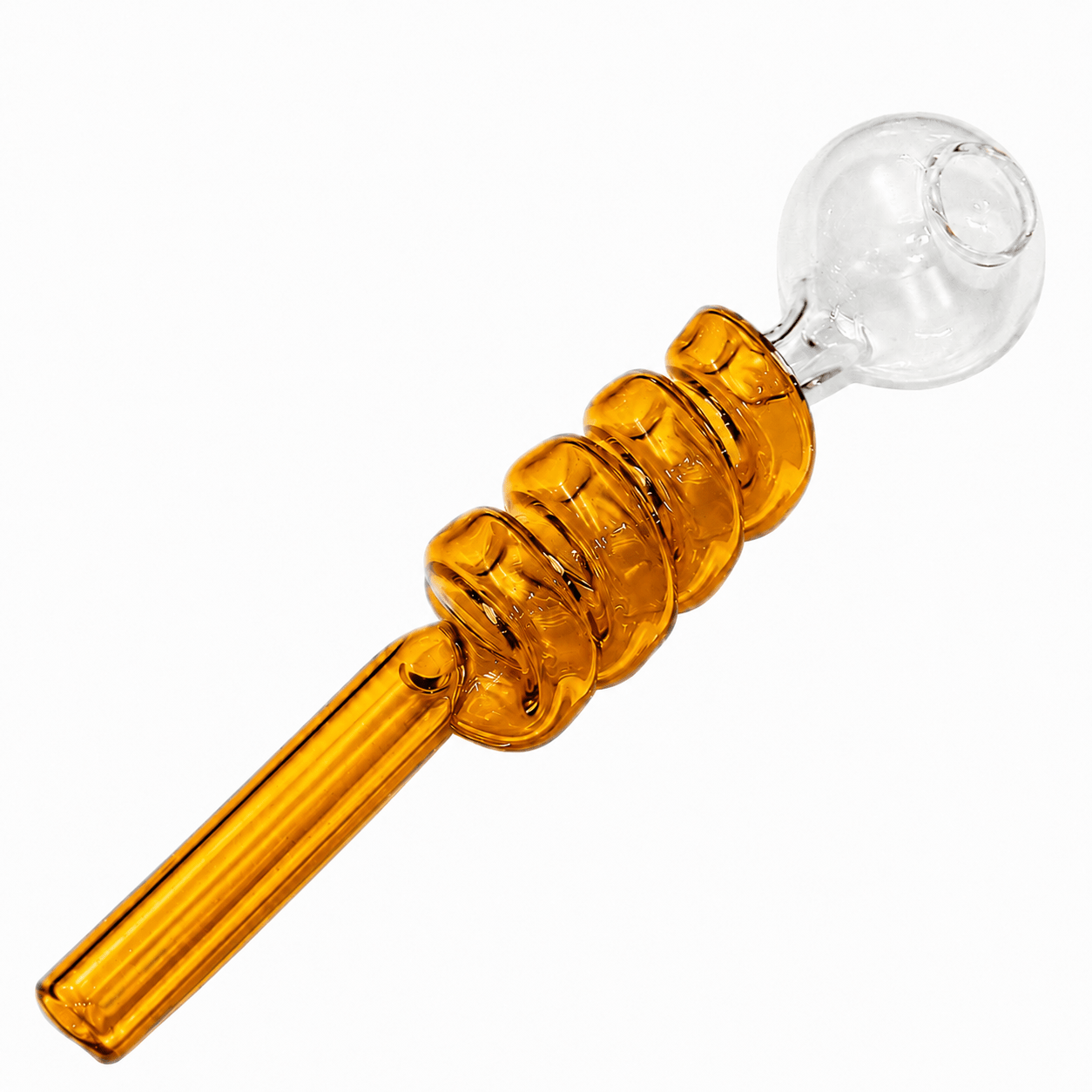 Curly Swirl Sweet Puff Glass Pipe 13cm Amber