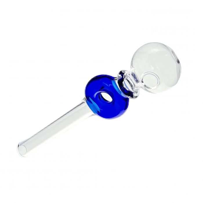 Donut Straight Glass Pipe 14cm Blue