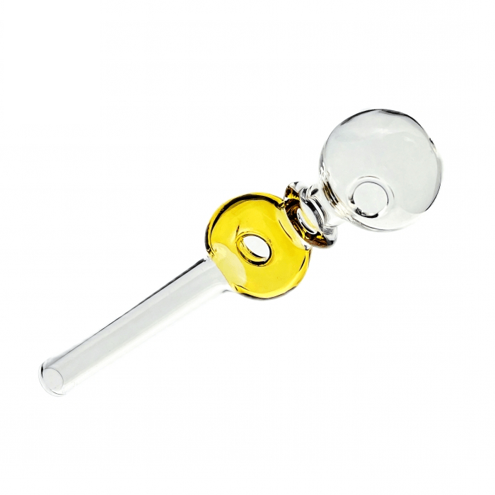 Donut Straight Glass Pipe 14cm Yellow