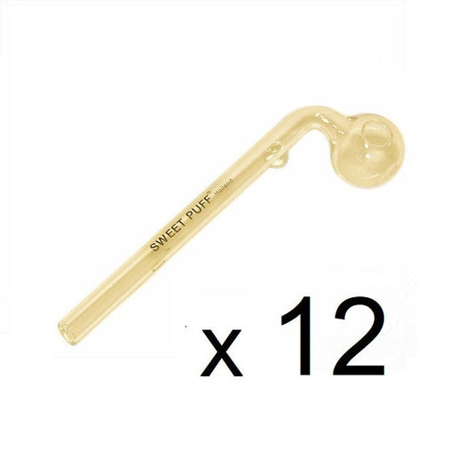 Gold Sweet Puff Glass Pipe 14cm 12 Pack