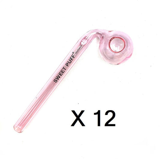 Pink Sweet Puff Glass Pipe 14cm 12 Pack