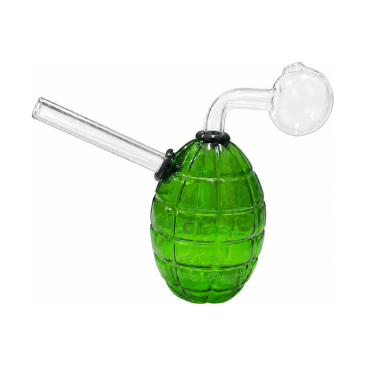Full Colour Grenade Glass Bubbler Water Pipe 10cm - Oz Sweet Puff