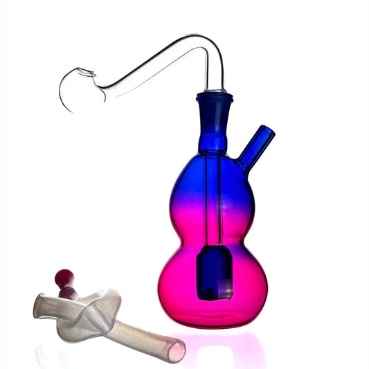Pink And Purple Glass Bubbler Water Pipe 9.5cm
