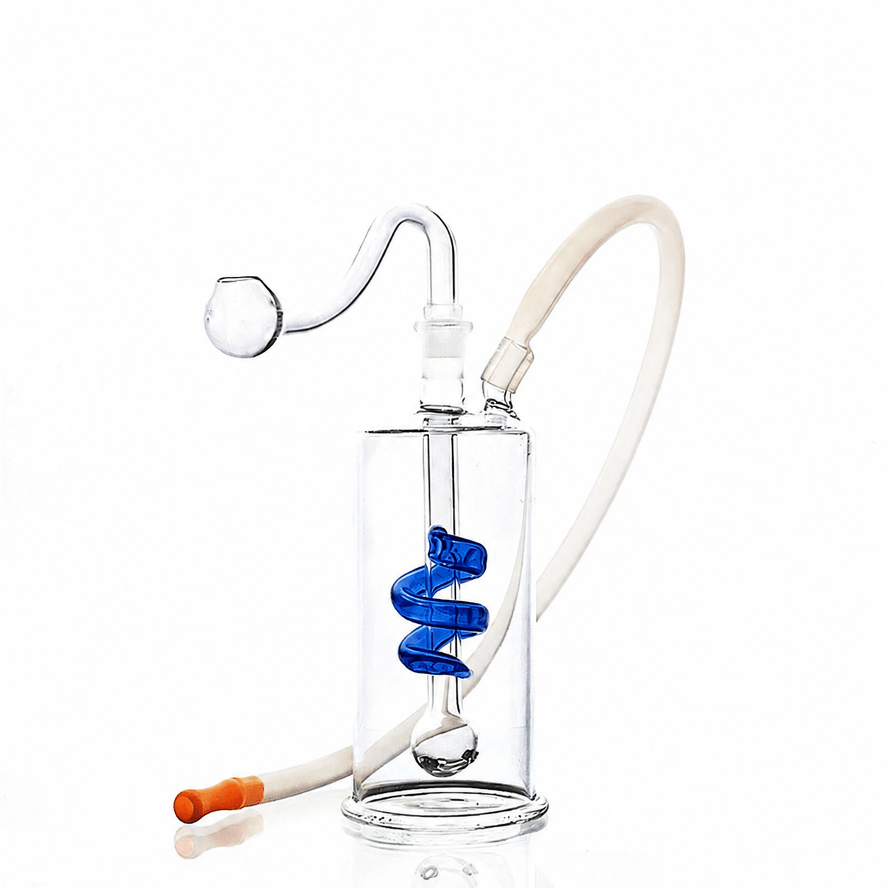 Glass Bubbler Water Pipe With Swirl 12cm Blue