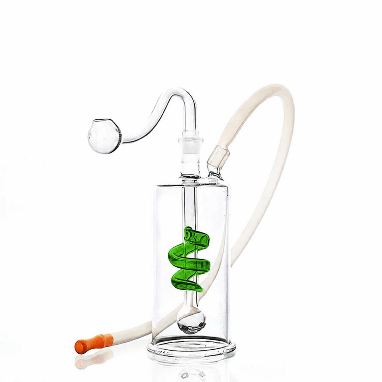 Glass Bubbler Water Pipe With Swirl 12cm Green