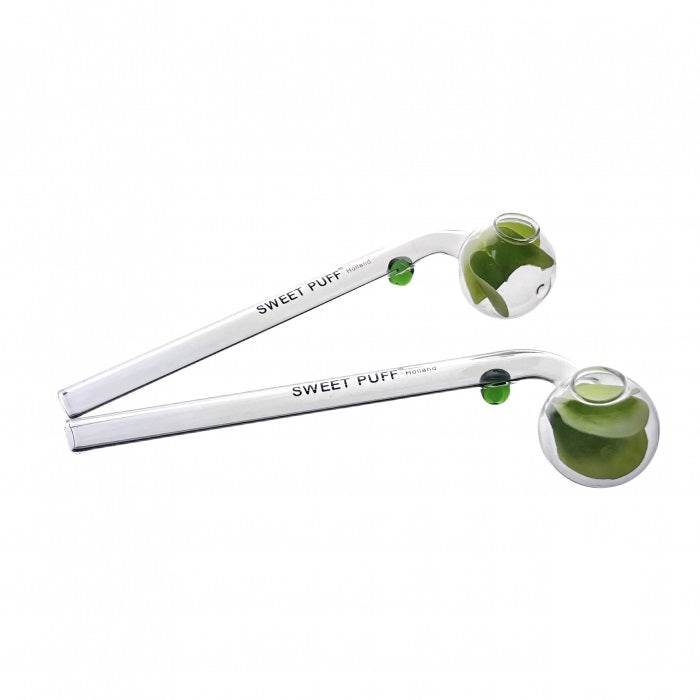 Sweet Puff Glass Pipe Green Balancer 15cm 2x Pipe