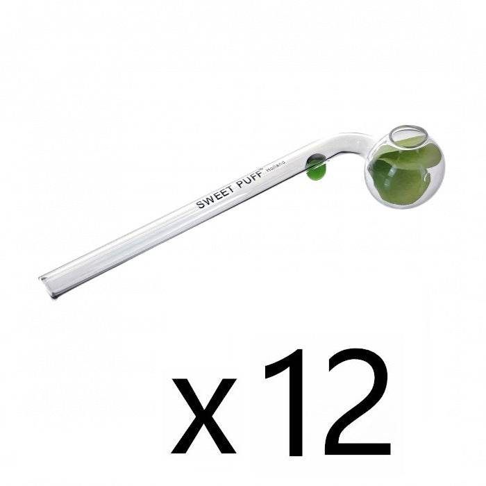 Sweet Puff Glass Pipe Green Balancer 15cm 12x Pipe