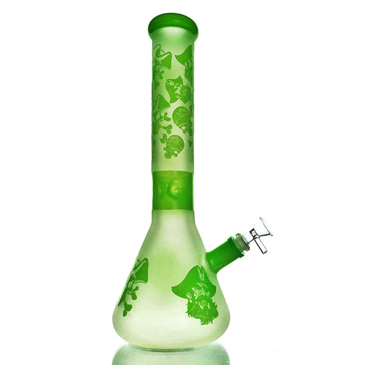 OZS Green Pattern Beaker Glass Bong 38cm