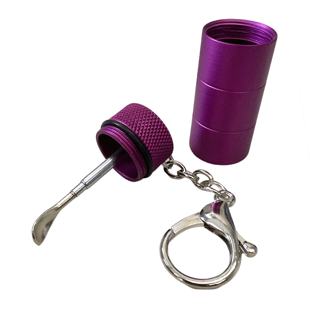 Metal Key Chain Snuff Jar Purple