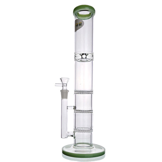 WEGE Triple Honeycomb Percolator Straight Tube Glass Bong 38cm