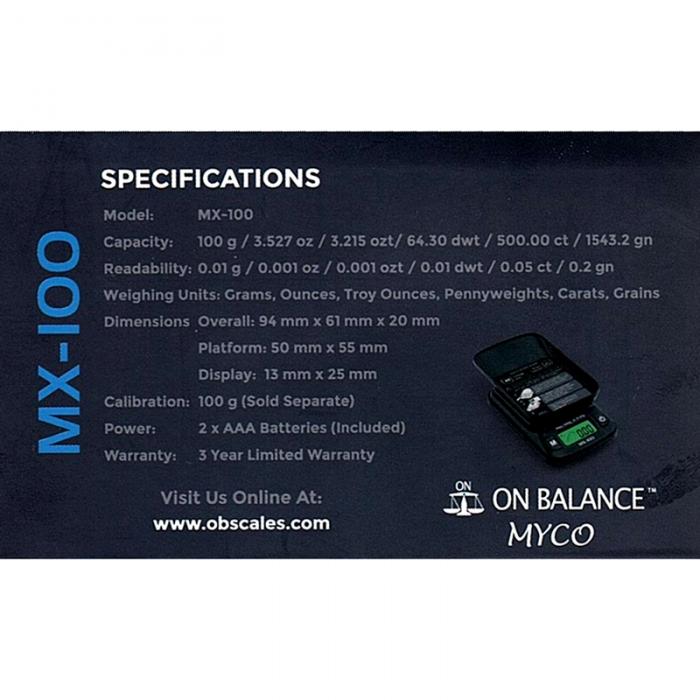 On Balance Myco Digital Scales MX100 0.01g-100g