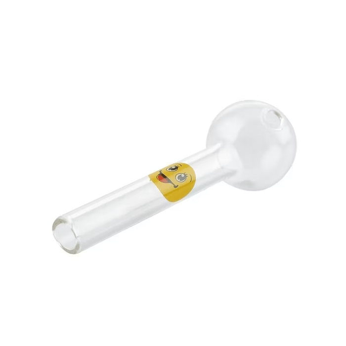 Smiley Face Clear Glass Pipe 12cm
