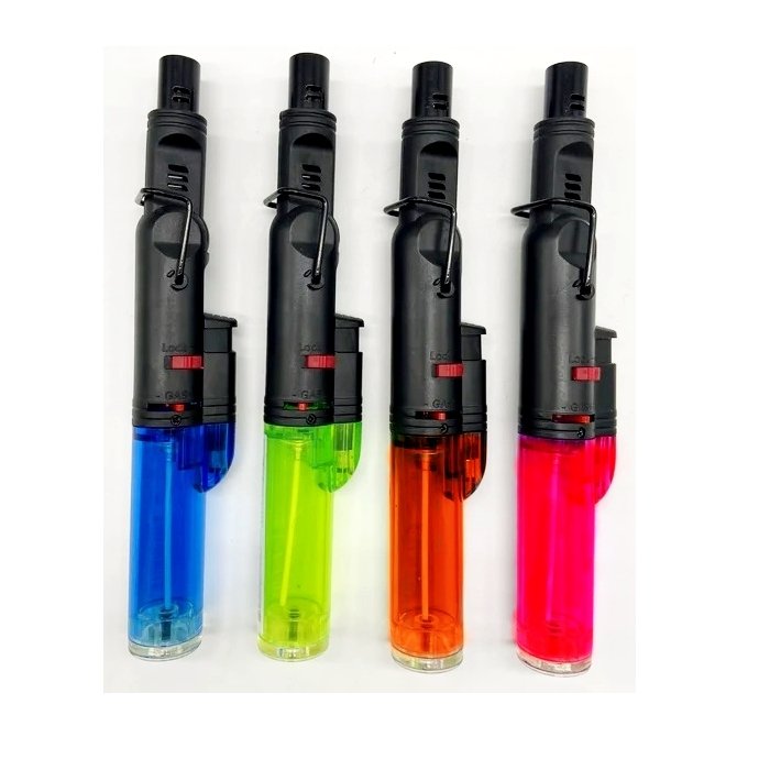 Stand Up Adjustable Head Jet Lighter Transparent Body