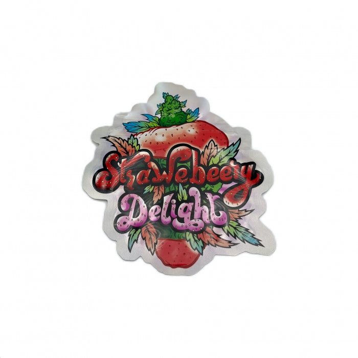 Strawberry Delight Die Cut Mylar Bag With Ziplock 10cm